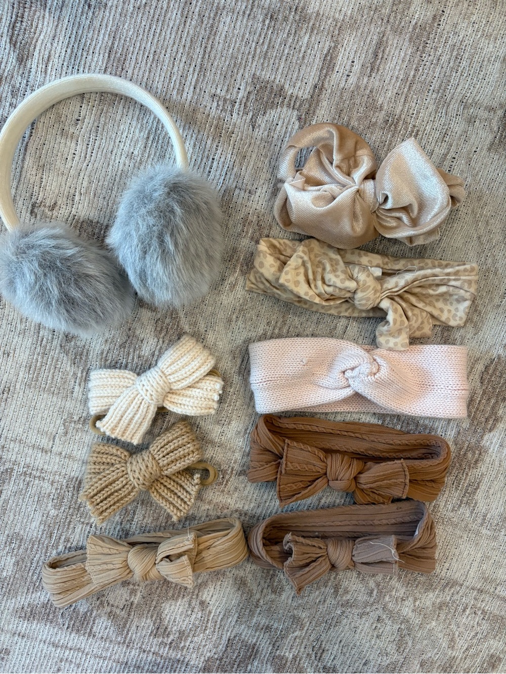 Neutral Kids Headband and Earmuff Set - Beige, Tan & Gray